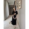 Women's Short-sleeved T-shirt Skirt Summer Mid-length Over-the-knee Dress Plus-size Slimming Dress