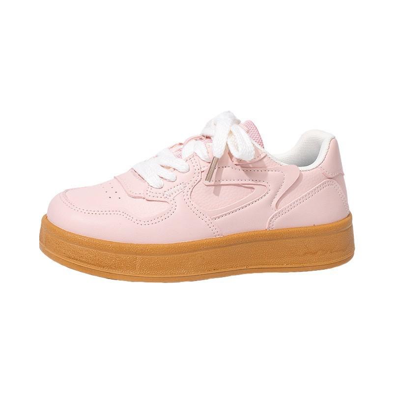 New color matching thick-soled women s board shoes spring leather surface breathable 40