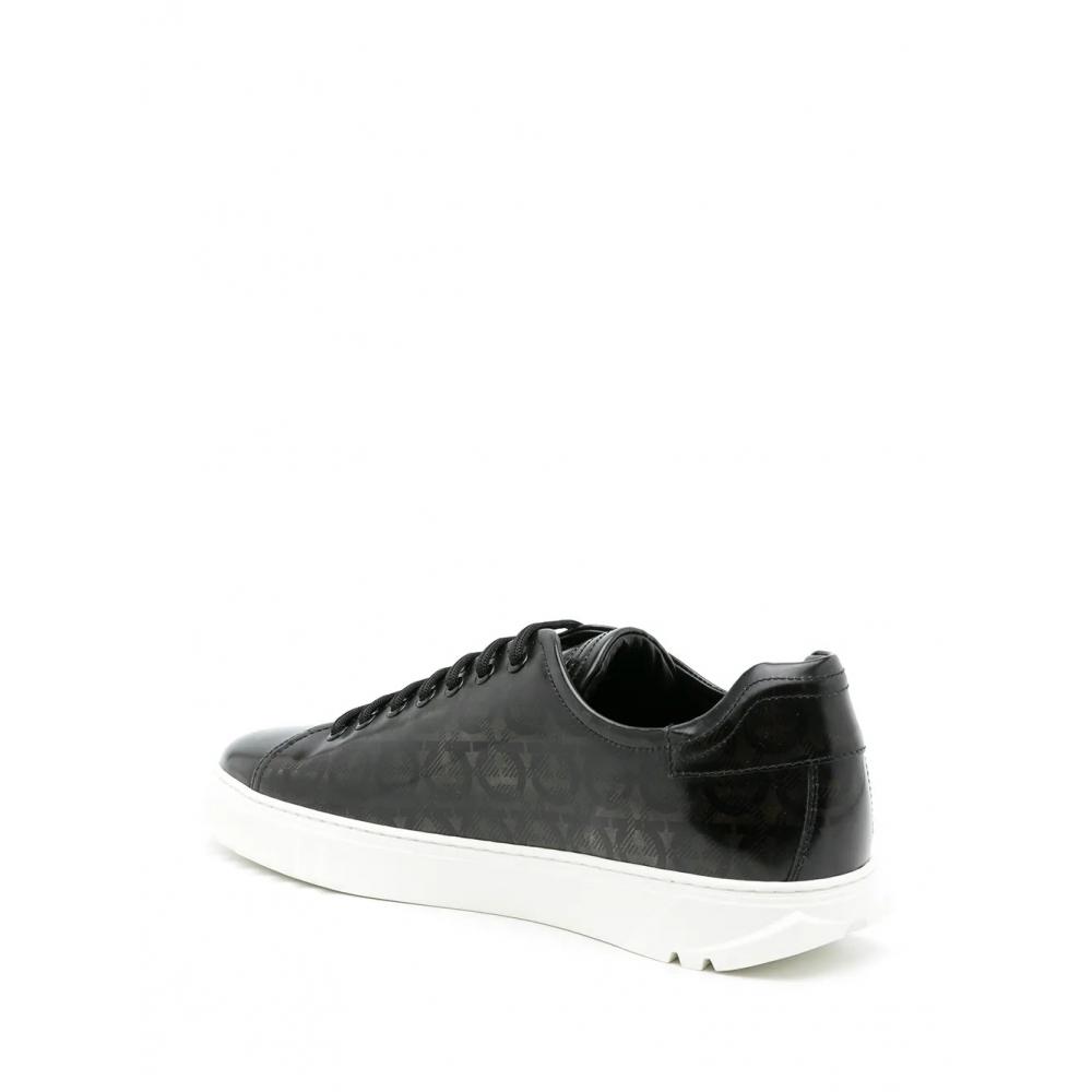 Salvatore Ferragamo Ferragamo Cube Gancini Print Sneakers Black