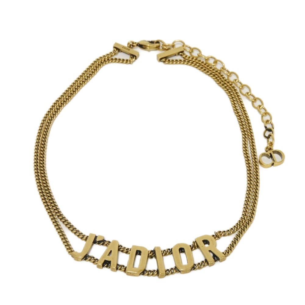

Used 10656 J adior Choker N0424ADRMT 7984 CD logo double chain, excellent condition J ADIOR Metal antique gold Ladies