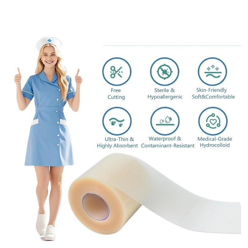 5M Hydrocolloid Roll For Wound Care Hydrocolloid Patch Bandages With Self-Adhesive, Bed Sore Bandages, Highly Absorbent For Burn