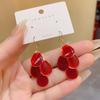 Exquisite Wine Red Petal Pendant Earrings for Women Girls Fashion Long Tassel Droplet Shaped Ear Hook Earrings Jewelry Gifts