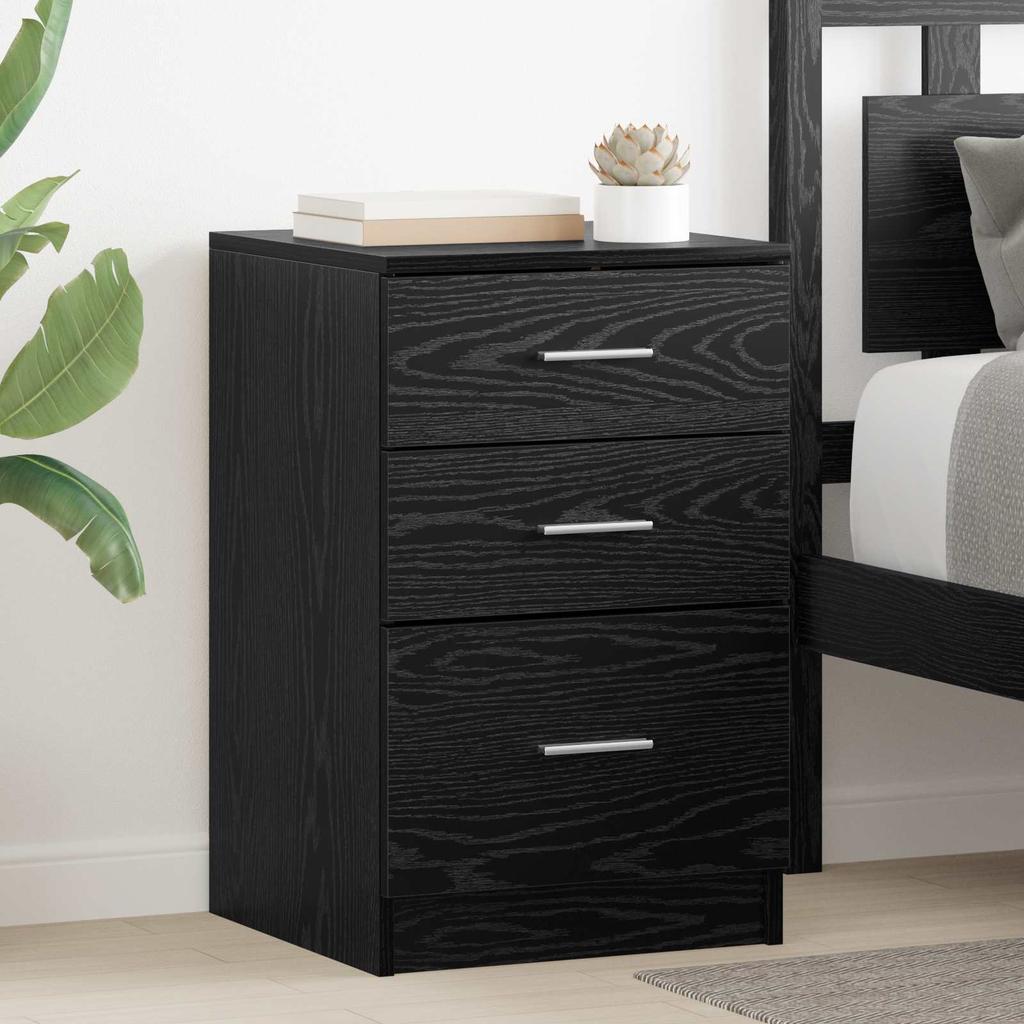 Nightstand Black Oak Effect 40 x 40 x 63 cm Engineered Wood