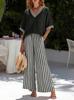 New European and American women's clothing hot-selling V-neck top back pants set