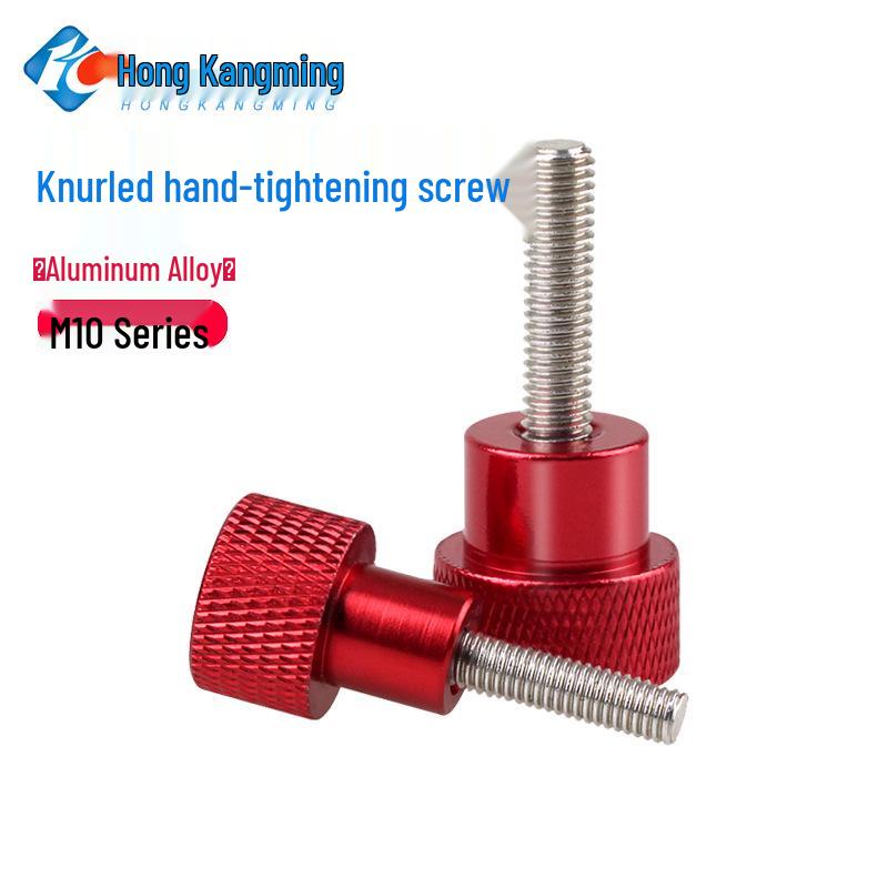 M10 Knurled Flat Head Aluminum Handle Stainless Steel Hand-Tightening Screw with Shoulder Adjustment Bolt
