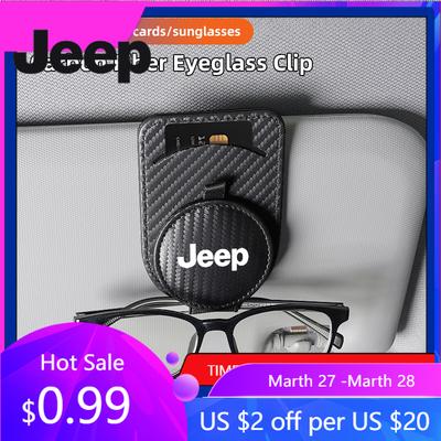 Für Jeep Auto Sonnenblende Brillenclip Auto Sonnenbrillen Kartenclip Zubehör für Jeep Renegade Wrangler Gladiator Liberty Rubico