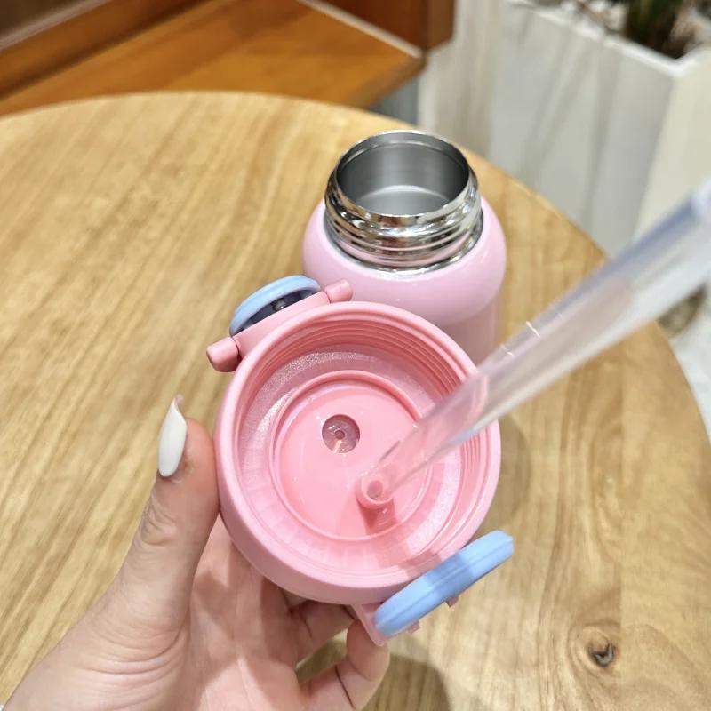 Cartoon Cute Children Insulated Cup for Girl Boys School 316 Stainless Steel Straw Thermos With Heat-resistant Cup Sleeves 500ML
