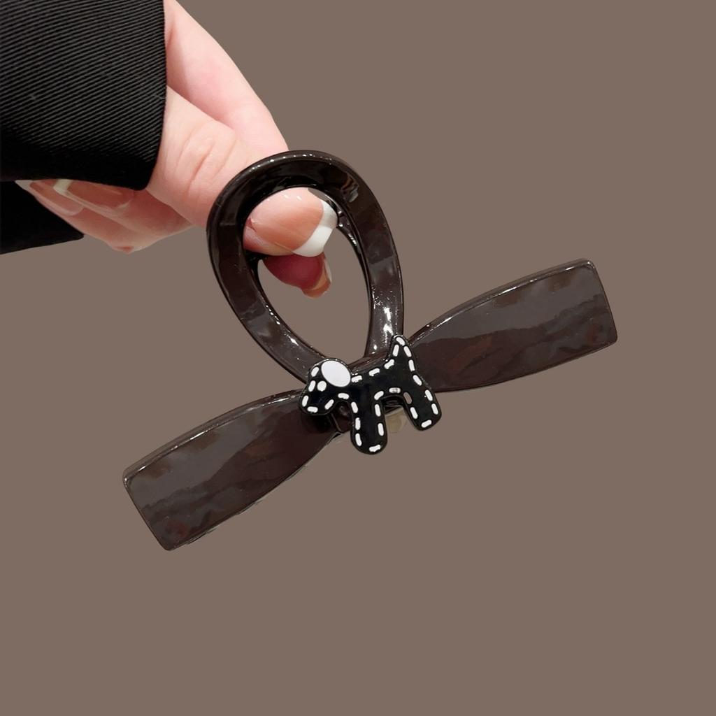 Cartoon Puppy Scratch Clip Deep Brown Series Large Hair Clip Cute and Niche Design Back Of The Head Coiled Hair Shark Headband