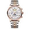 Hochwertige KINYUED J120 Roségold und Silber Armband das Erde Zifferblatt Automatisches Mechanisches Uhrwerk Herrenuhr