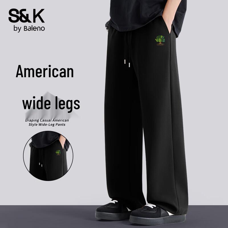 Baleno S&K Men's Relaxed Fit Straight Wide-Leg Casual Pants