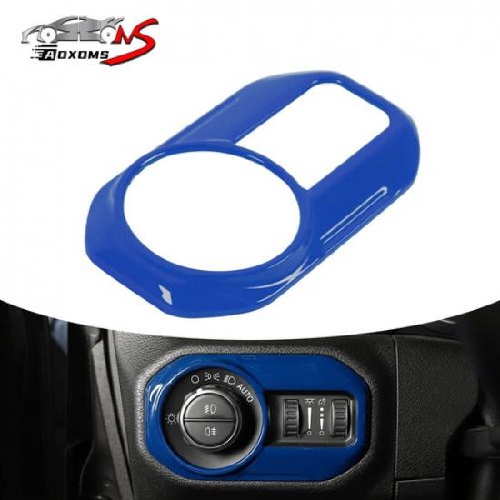 Blue Headlight Switch Button Panel Decor Cover Trim For 18-23 Jeep Wrangler JL