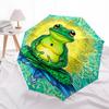 1pc Frog Lotus Flower Fashionable Automatic Opening/Closing Folding Umbrella with 8 Iron Bones, Plastic Handle yy251015059