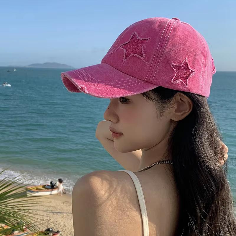 Hip Hop Frauen Star Holes Baseballmütze Koreanisches Mädchen Y2K Baumwolle Snapback Schirmmütze Outdoor Einfarbige Straße Sonnenblende Kappen