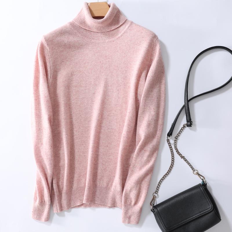 Women's High Neck 100% Pure Wool Sweater - Cashmere Knit Inner Layer Cardigan for Autumn & Winter