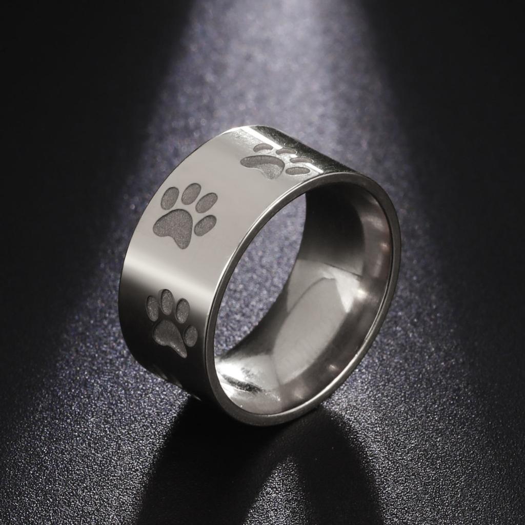 10MM Ladies Cartoon Cute Cat Footprints Rings Jewelry
