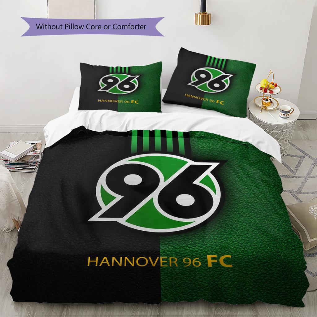 Hannover 96 Vzorovaná Sada Povlečení a Prošívané Deky Domácí Dekorace Dárek (1 * povlak na peřinu + 2 * povlak na polštář bez jádra)