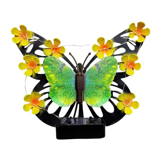 Solar Light, Butterfly Design Outdoor Wall Decor, Garden Art Soft Glowing Solar Light, Hand-Painted UV Coated Solar Light for Yard Patio Party
