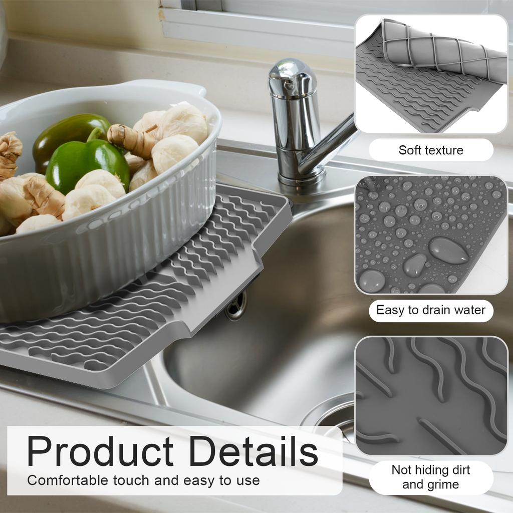 Silicone Dish Drying Mat Heat Resistant Silicone Drying Mat Reusable Nonslip Dish Drying Pad for Countertop Dishes Utensils 2025