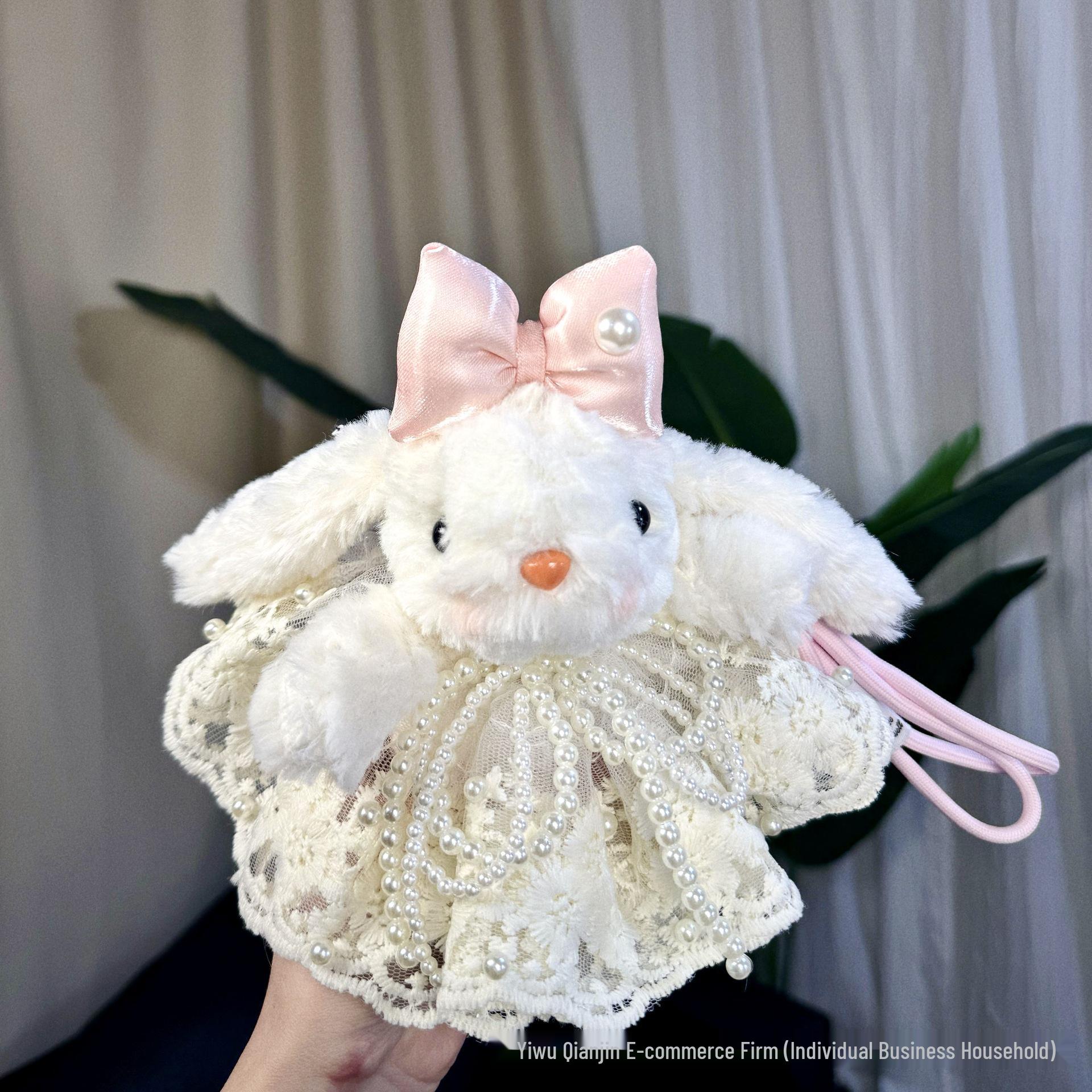 

Плюшевый брелок-подвеска в виде девочки-кролика с висячими ушами - Украшение и подарок с жемчужным платьем