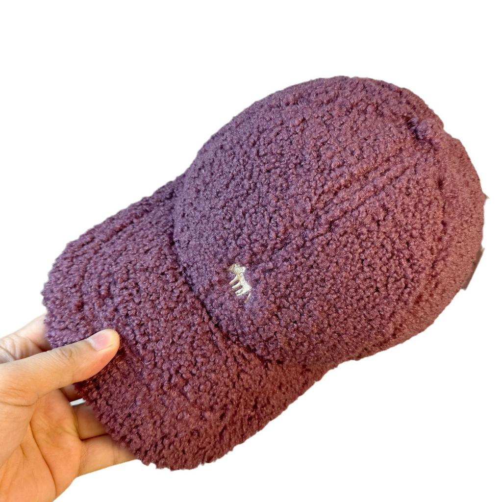 New Lamb Velvet Embroidered Little Fox Autumn and Winter Baseball Hat for Men and Women with Wide Brim and Face Shaped Small Duck Cap