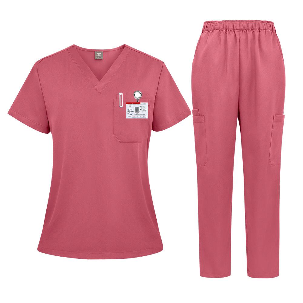 3Xl Men'S And Women'S Casual Loose Large Size Wind Hand Washing Clothes Doctor Nurse Clothes Work Clothes Solid Color Set Short Sleeves