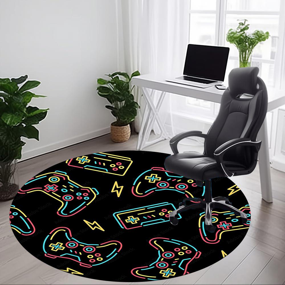 1pc Gaming Controllers Office Round Area Rug, Under Office Chairs Bedroom Living Room Home Decor, Room Deco