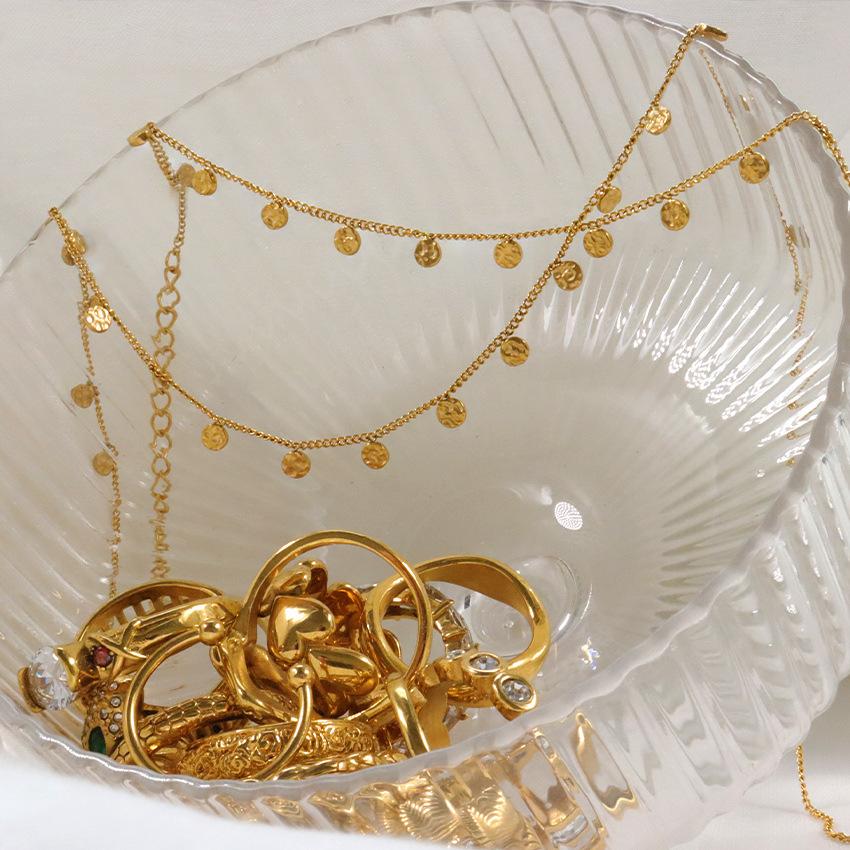 French Geometric Disc Fringed Pendant Necklace Titanium Steel Gold-Plated Individual Cold Wind Jewelry