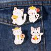 Happy Food Cats Enamel Brooches Cute French Fries Doughnut Pattern Kitten Pins For Pet Lovers Gift