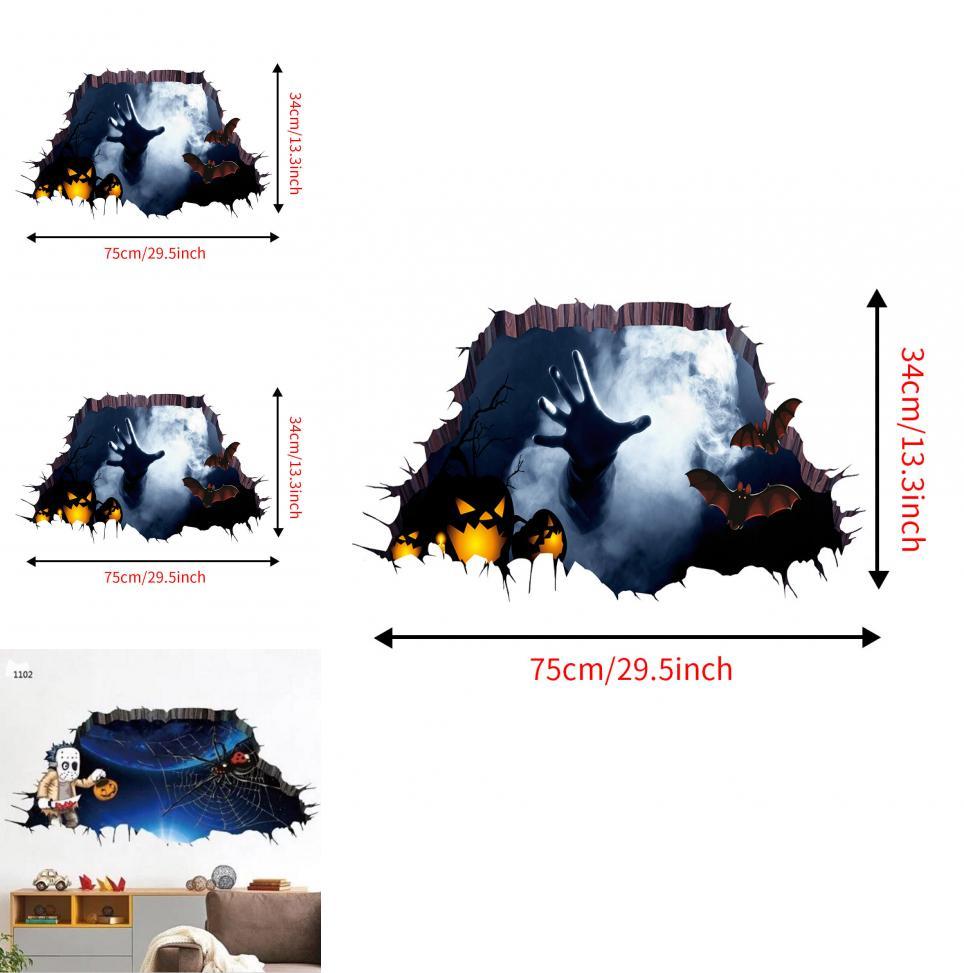 Horror 3d Wall Art Sticker For Halloween Haunted House Decor Waterproof Pvc For Kitchen