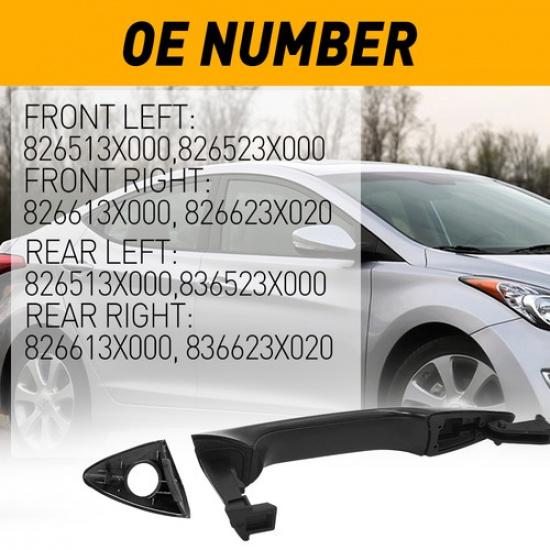 Black Chrome Exterior Outer Door Handle Assembly For Hyundai Elantra 2011-2016
