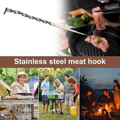BBQ Food Flipper And Meat Hook Heavy Duty Grill Turner for Flipping Ribs Chicken Hot Dogs Pigtail Food Flipper BBQ Turner Hooks for Grilling Cooking