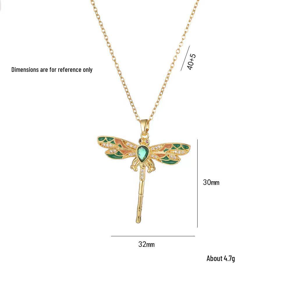 Dragonfly Clavicle Pendant Necklace - Japanese & Korean Fashion, Colorful Cross-border Style for Women