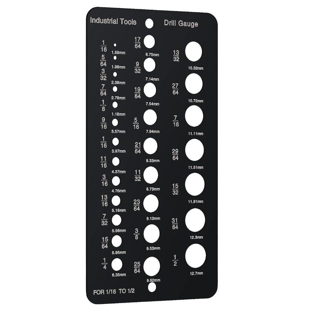 29-Holes Caliper Gauge 1/16 Inch To 1/2 Inch Screw Gauge Card  Measurement Equivalents