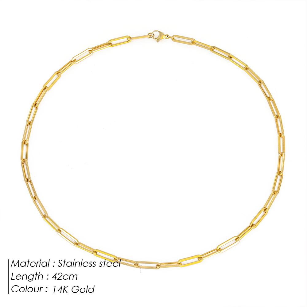 eManco Gold Color Stainless Steel Chain Necklace Women Chain Choker for Woman Jewelry