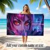 City Cyberpunk Theme Soft Beach Towel Personalized Custom Name Text Towel Portable for Beach Pool Travel