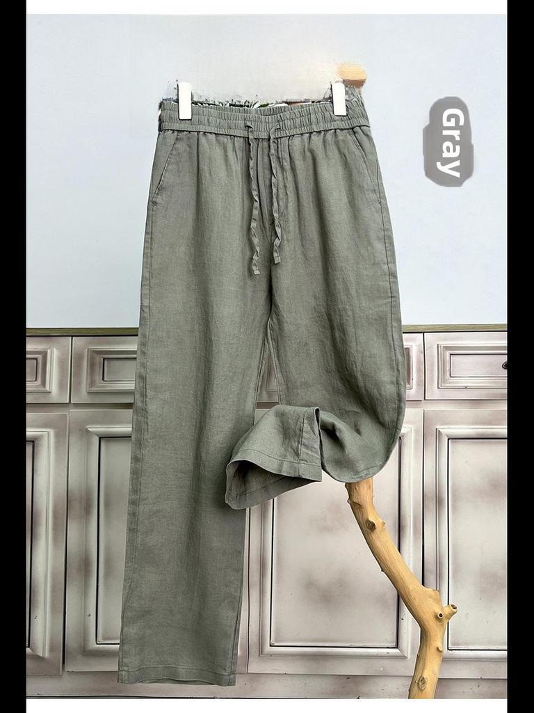 Men's Lightweight Linen Wide-Leg Trousers - Summer Casual, Loose, and Breathable