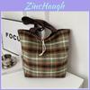 Trendy Plaid Woolen Tote Bag With Large Capacity For Women 2024 New Street Fashion