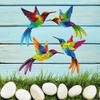 4 Pcs Acrylic Hummingbird Wall Art 2D Colorful Garden Birds Sculpture Outdoor Fence Hanging Ornaments for Garden Yard Living Room Kids Room Patio