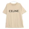 Celine Beige 2X681671Q Cotton Logo Short Sleeve T-Shirt Tops XS beigeUsed