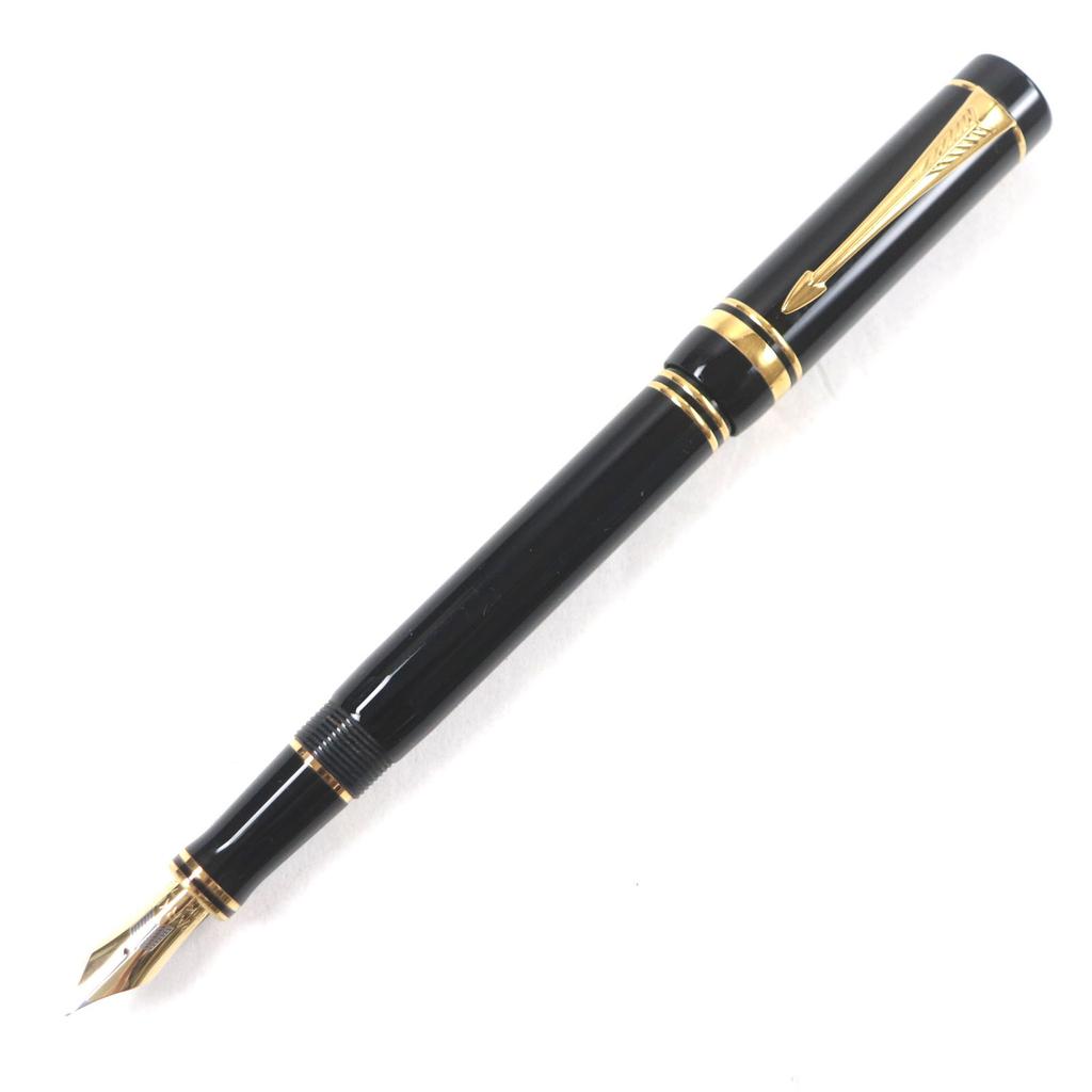 Very Good PARKER fountain pen Duofold Black GT International Early type 18K Used
