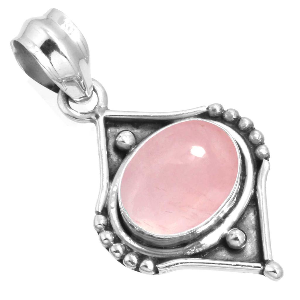 925 Sterling Silver Pendant Women Gemstone Handmade Jewelry Thanksgiving Gift Malachite Moonstone Rose Quartz Red Stone Smoky Topaz Tiger Eye Cocktail