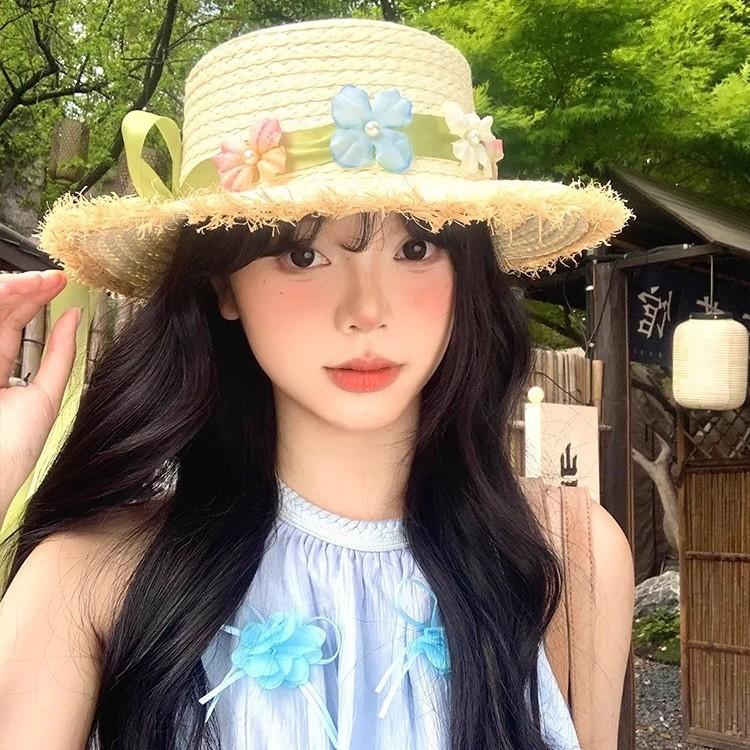 Paper Straw Sun Hat With Large Brim For Women Summer Beach Vacation Sun Protection