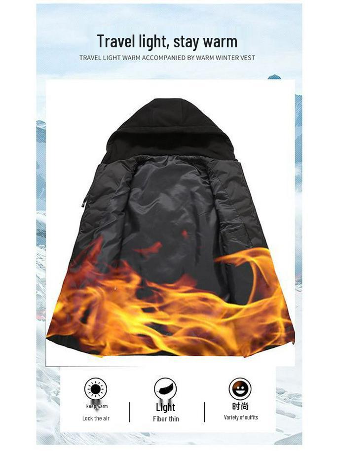 Men's Thick Hooded Cotton Vest - Casual Winter Sleeveless Jacket for Mid-aged & Young