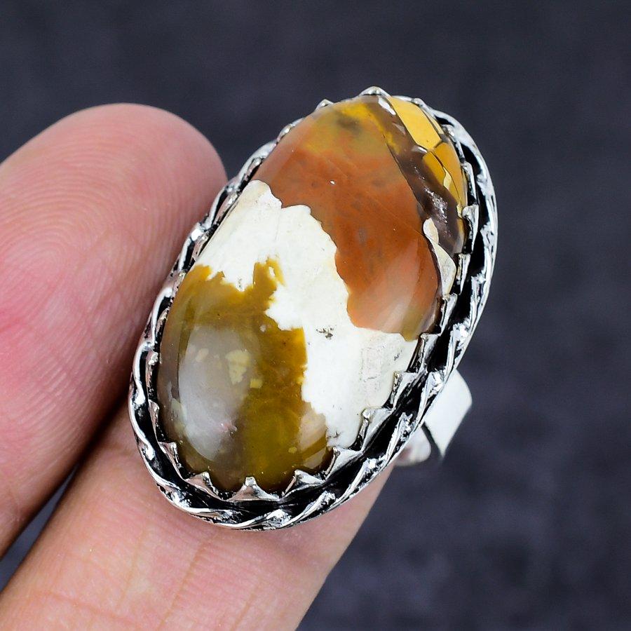 Brecciated Mookaite Gemstone Handmade 925 Sterling Silver Ring Size 9 S6B96