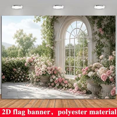 2D Romantic Garden Arch Background Cloth for Wedding & Bridal Events Photo Booth Prop
