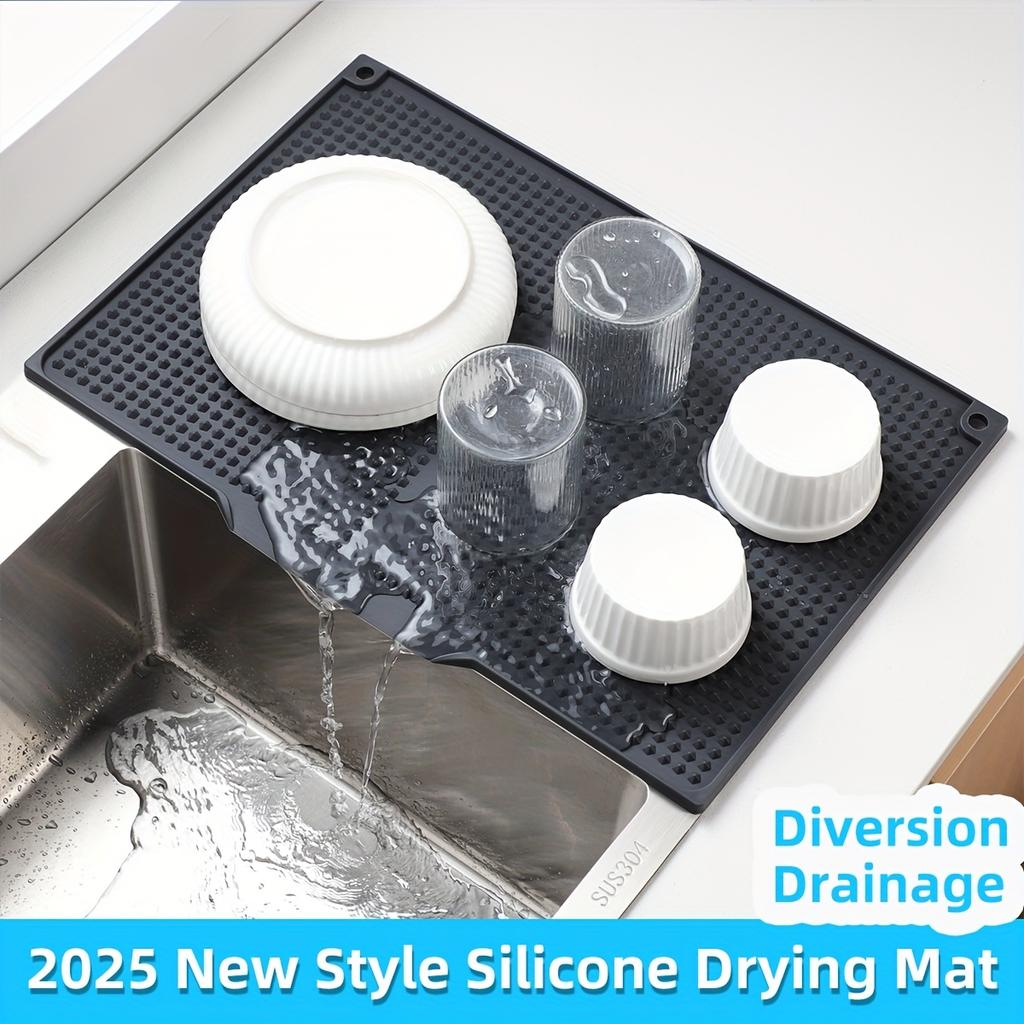 [Heat-Resistant Silicone Mat] Heat-Resistant & Non-Slip Extra Large Silicone Kitchen Splash Guard & Drying Mat | Up To 446°F/230°C,with Drainage Holes