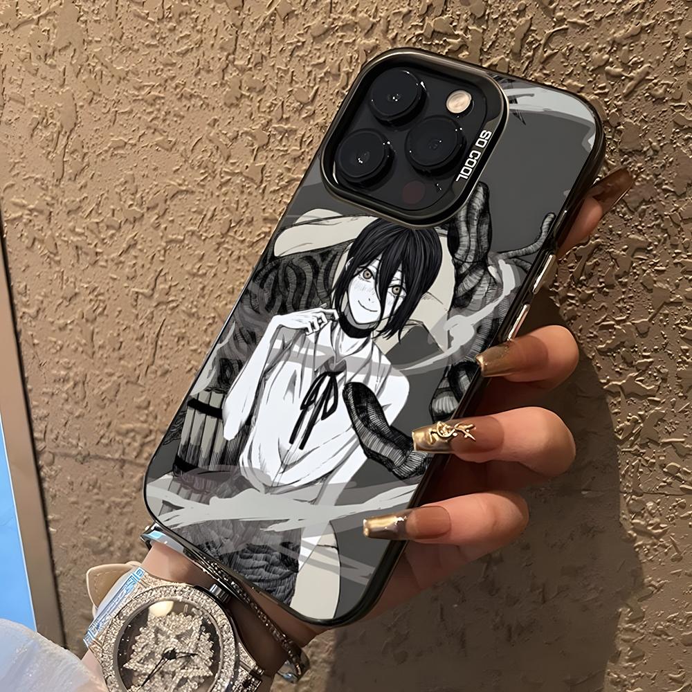 Reze Beauty Japan Anime Phone Case For 17 Air IPhone 16 Pro Max 15 14 Plus 12 13 X XS Max 11 Colorful Silver Cover