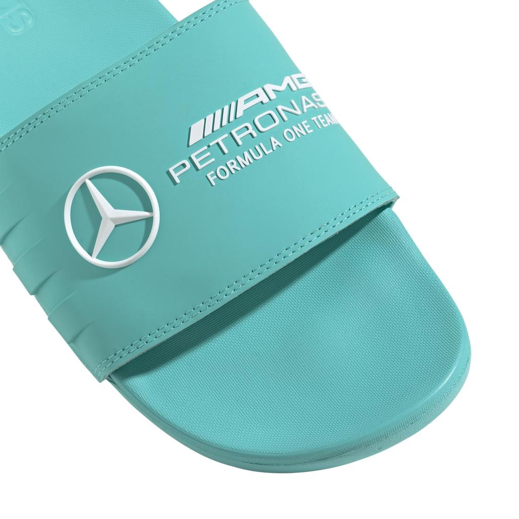 Adidas Mercedes AMG Petronas Formula One Team Adilette Comfort Rush Size cm Sandals, Semi-Mint Rush/Footwear White/Semi-Mint (JR1071), 28.5