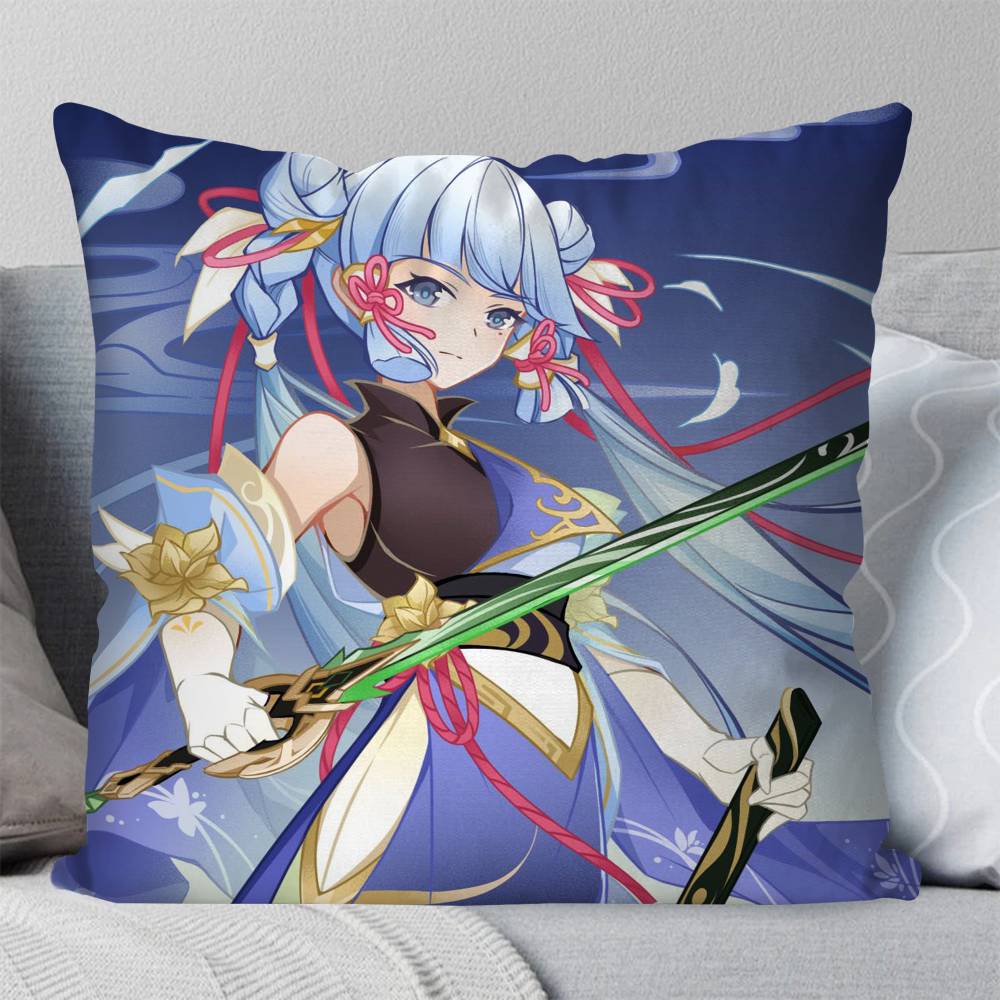 Kamisato Ayaka Anime Spiel Genshin Impact Kissenbezug Mode Quadratischer Kissenbezug Schlafzimmer Sofa Raum Ins Dekoration Freizeit