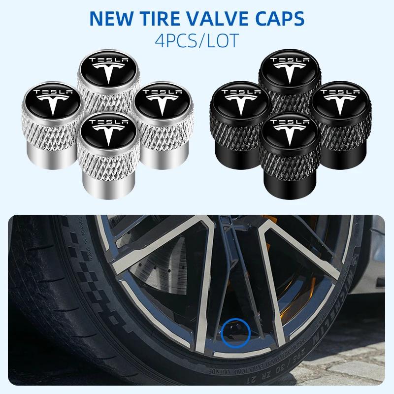 4Pcs Car Wheel Tire Valves Tyre Air Caps Case Car sticker For Tesla model 3 model X Y style Roadster Car Accessories